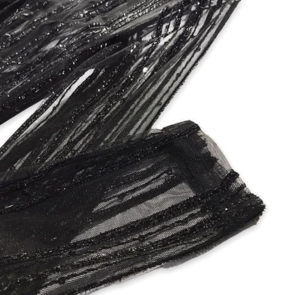 Black Sheer Mesh Sparkle Vertical Striped Maxi Dress | Gown - Picture 13 of 13